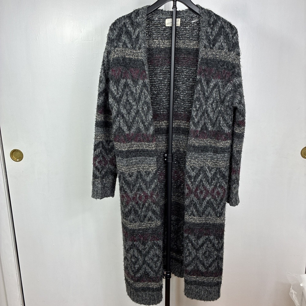 Universal Thread Aztec Women's L Long Duster Cardigan Open Front Boho‎ Hippie